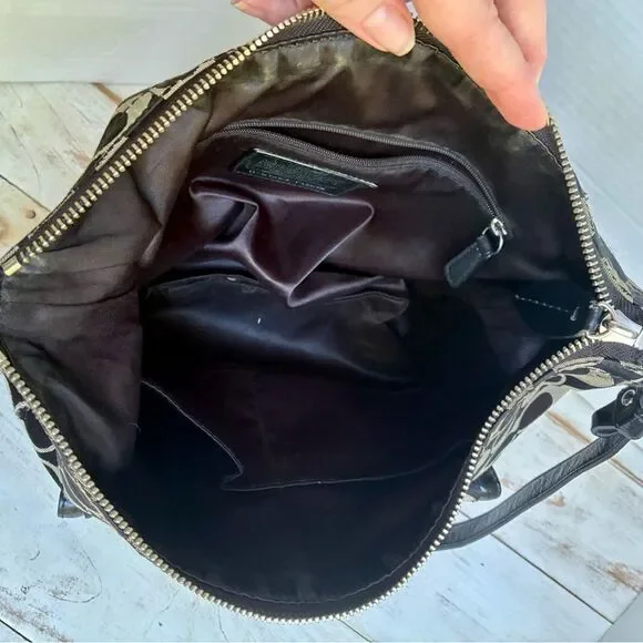 COACH black Penelope shoulder bag, Y2K canvas monogram logo purse F19232 casual - Picture 7 of 16